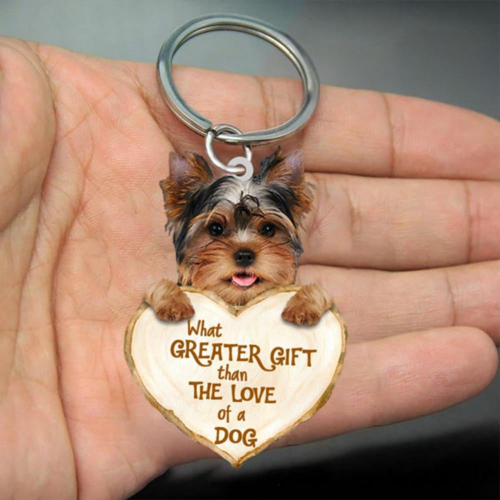Acrylic Wink Yorkshire Terrier Dog Keychain Key Ring Charm Jewelry For Women Kid 