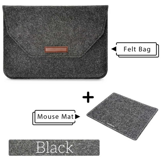Envelop Laptop Bag Felt Sleeve 11 12 14 Inch For Macbook Air 13 Retina 15 Case For Laptop MateBook Notebook With Mousepad Gift Black with Mousepad Internal 310x230 mm