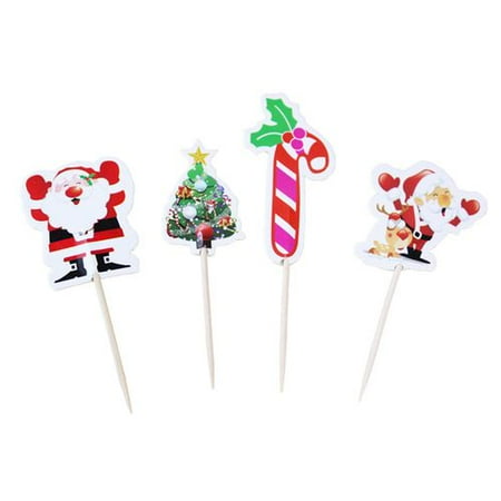 Fancyleo 24pcs Christmas Cupcake Toppers Santa Claus Tree Cake
