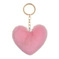 thumbnail image 6 of Plush Multicolor Splicing Heart-shaped Pendant Keychain Bag Car Key Ring Decor, 6 of 8