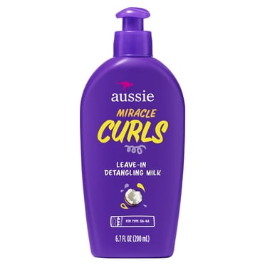 Aussie Miracle Curls Leave-in Detangling Milk, for Curly Hair Types Paraben Free, 6.7 fl oz