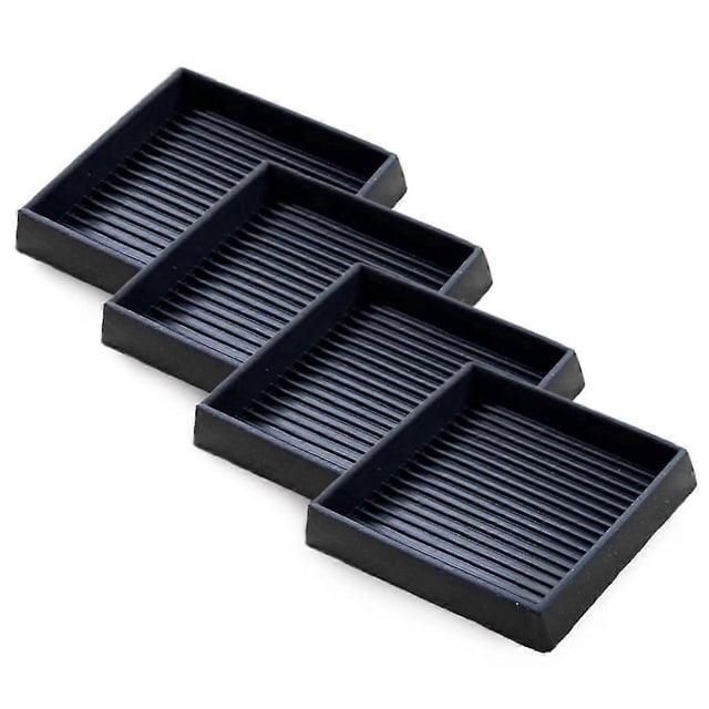 4Pcs Anti- Furniture Pads- 2.5x2.5In Square Rubber Anti Skid Caster Cups, Leg Coasters-Couch, Chair