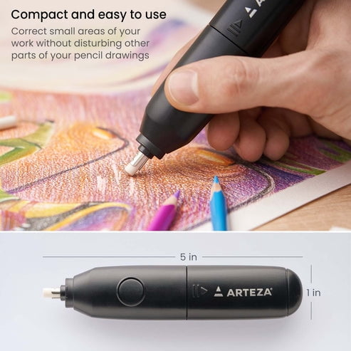 Arteza Pencil Sharpener + Eraser Set, Battery Operated
