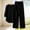 Black plus size 2 piece set a1, variant on Cagogo Women Plus Size 2 Piece Set V Neck Long Sleeve Shirt Wide Leg Pants Casual Loose Outfits Solid Basic Matching Lounge Tracksuits Comfy Travel Airport Clothes, Navy 2XL