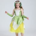 thumbnail image 2 of KAWELL Costume d'Halloween Vert pour Filles, Robe de Conte de Fées Princess avec Riches Accessoires pour Cosplay Carnaval, 2 of 5