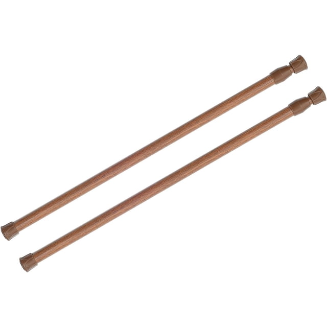 2 Pack Spring Tension Curtain Rod for Window 28 to 48 Inch, Adjustable Expandable Small Curtain Tension Rods No Drill for Kitchen, Bathroom, Doorway, Cupboard(Oak)