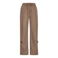 thumbnail image 6 of aidice Cotton Linen Pants for Women Wide Leg Drawstring Elastic Waist Pants with Pocket Loose Comfy Casual Pants, 6 of 9