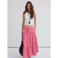thumbnail image 5 of Jaimenalin Women'S Boho Flowy Maxi Skirt Flared Ruffle Elastic Waist Summer A Line Spring Long Skirts Rose Red M, 5 of 8