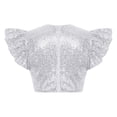 thumbnail image 6 of iiniim Girls Sparkle Sequin Dance Shirt Ruffle Sleeveless Crop Top For Jazz Hip-hop Stage Performance Silver 12, 6 of 7