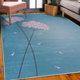 thumbnail image 3 of Allium Flower Decorative Rug, Floral Design with Swirl Lines Falling Leaves Autumn Inspired, Quality Carpet for Bedroom Dorm and Living Room, 6 Sizes, Sea Blue, by Ambesonne, 3 of 4