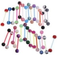 thumbnail image 2 of segolike 30 Pieces Assorted Color Lip Tongue Straight Barbell Studs Double 6mm Ball, 2 of 9