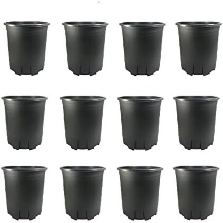 12 PCS 0.3 Gallon Open-Diameter 4.35Inch Black Plastic Pots With Root Control Design For Plants Garden Indoor Outdoor  Diameter 4Inch -5Inch (BHPR0.3G-12)