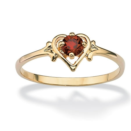 - Oval-Cut Birthstone Heart-Shaped Ring in 14k Gold-Plated - December- Simulated Blue Topaz