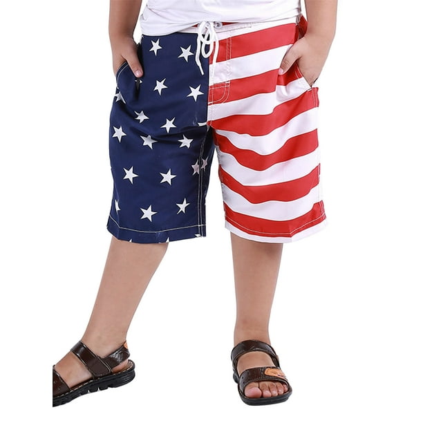 Aunavey Aunavey Kids Boys Classic American Flag Swim Trunks