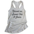thumbnail image 1 of Raised On Sweet Tea & Jesus Tank Top, Ladies Racerback Tank Top, Christian Tank, Jesus Tank, Religious Tank, Silver Gray, Large, 1 of 3