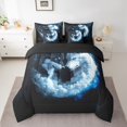 thumbnail image 2 of Manfei Animal Wolf 7 Pieces Bedding Comforter Set,Jungle Wildlife Full Bedding Set Lightweight,Black White Fitted Sheet Flat Sheet,Ultra Soft Abstract Room Decoration,Reversible, 2 of 7