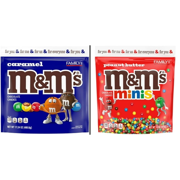 M&M'S Caramel Chocolate Candy 17.24 oz & M&M'S Minis Peanut Butter Candy 15 oz