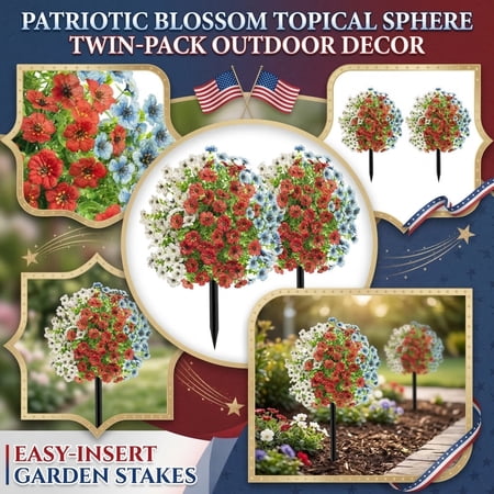 Yard Stakes Outdoor Stakes for Decorations Flower Garden Decor Red Decor White Decor Blue Decor Patriotic Decorations Lawn 2 Pc Outdoor and Garden