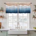 thumbnail image 2 of Navy Blue Ombre Stripe Tier Curtains, Abstract Summer Beach Coastal Light Filtering Kitchen Curtains, 2Pcs Rod Pocket Half Window Treatments Panels for Sink Cafe Cabinet Camper 27.5x24 Inches, 2 of 9