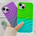 thumbnail image 3 of Compatible with iPhone 13 Phone Case Girls Cute Gradient Bicolor Crimp Wave Pattern Soft Silicone Shockproof Camera Protective Back Cover Slim Phone Case for Women - Green Cyan, 3 of 12
