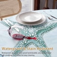 thumbnail image 4 of Round Tablecloth Summer Ocean Waterproof Oil Proof Polyester Table Cloth Cover Decor for Home Dining Outdoor,Patio,Parties, 60" Dia. Coastal Starfish Shell Coral Turquoise, 4 of 9