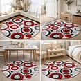 thumbnail image 4 of Large Round Rug 8Ft, Red Grey Abstract Non-Slip Washable Circle Rugs Carpet, Modern Geometric Polka Dot Indoor Outdoor Rug Floor Mats Throw Runner for Bedroom Living Room Bathroom, 4 of 8