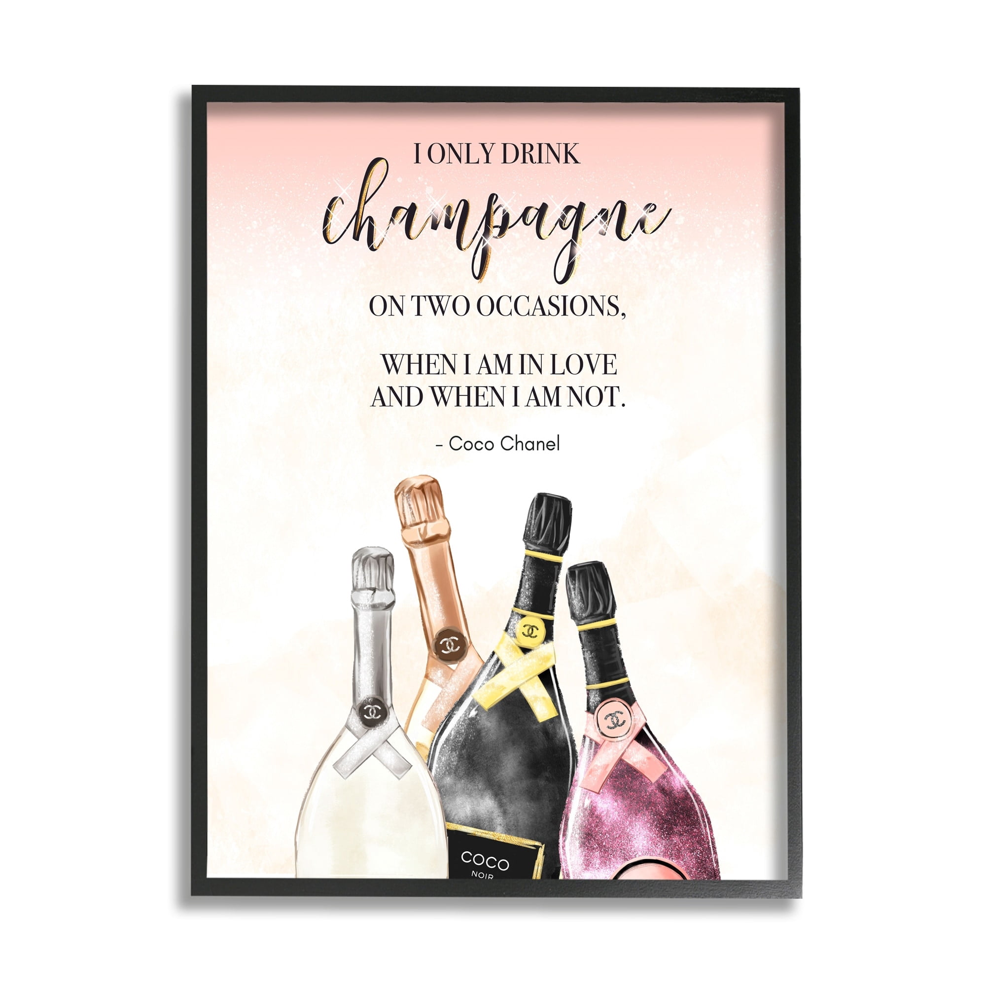 Stupell Industries Champagne and Love Quote Fashion Designer Glam Text Framed Wall Art, 24 x 30, Design by Ziwei Li