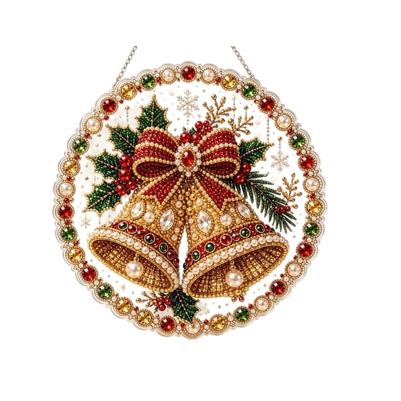Christmas Pearl Diamond Painting Suncatcher Kit, DIY Diamond and Pearl Art Painting, Christmas Diamond Painting Hanging Pendant