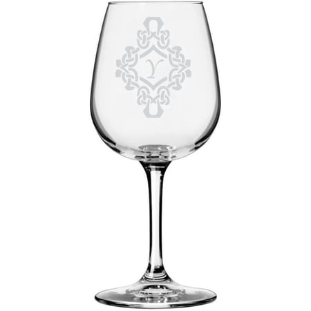 Decorated Etched Monogram All Purpose 12.75oz Libbey Wine Glass Letter Y