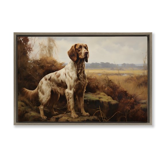 Stupell Industries On The Hunt Scenery Landscape Painting Brown Floater Framed Canvas Art Print Wall Art, 31 x 21