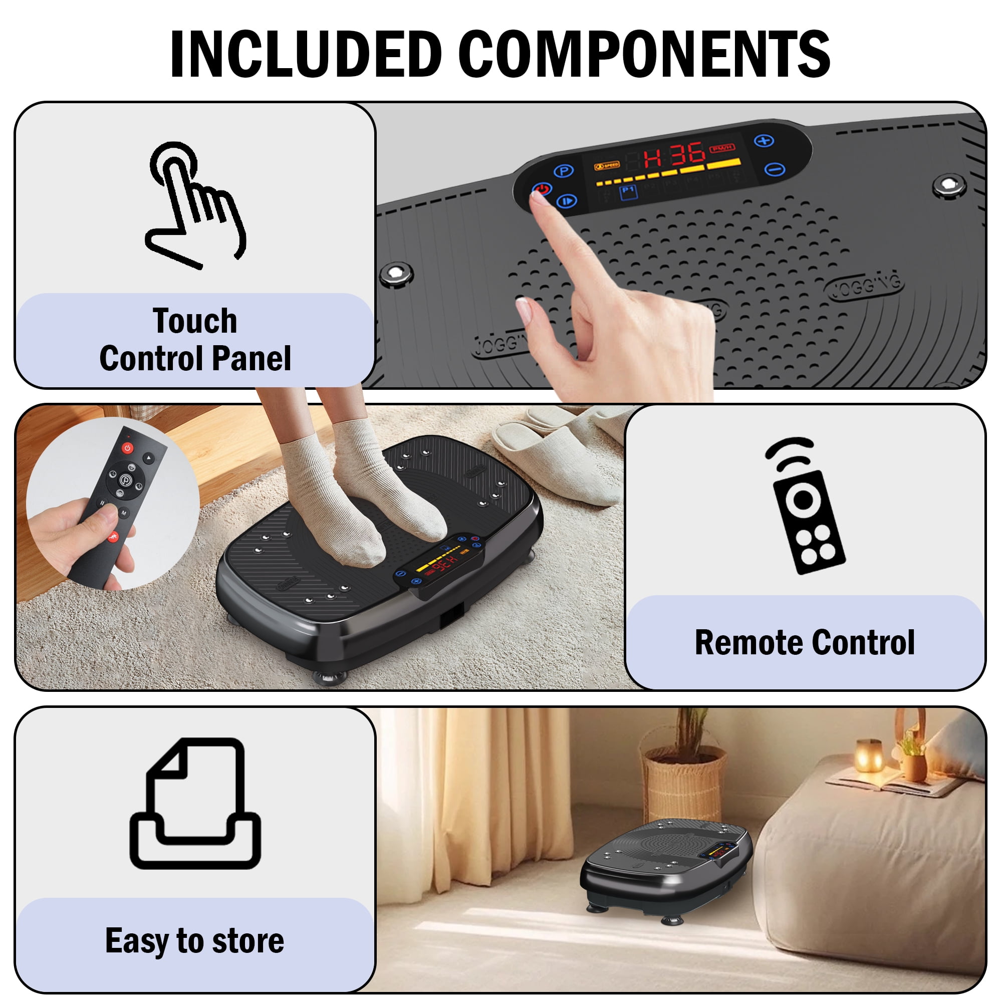 SLIMKEEPER Vibration Plate Exercise Machine for Home Fitness & Whole Body Workout, 330 Lbs Capacity, with 2 Loops, 5 Resistance Bands & Remote Control