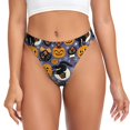thumbnail image 1 of Fotbe Spooky Cats And Halloween Pumpkins Tanga Sin Costuras para Mujer con Estampado – Panties Invisibles, Transpirables y Cómodos para Uso Diario-Large, 1 of 6