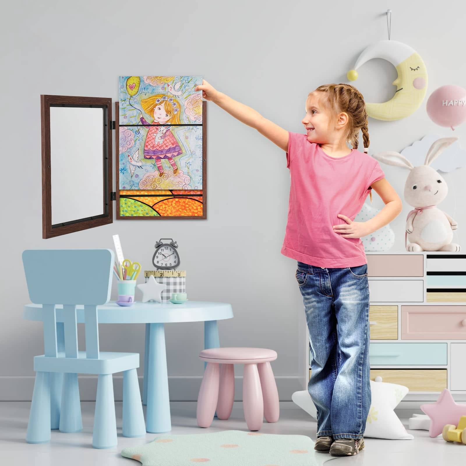 WSBArt Kids Art Frames, 8.5x11 Front Opening Kids Artwork Frames Changeable,Artwork Display Storage Frame for Wall,Holds 50 Pcs,for 3D Picture,A4 Art-Work,Crafts,Children Drawing,Hanging Art,Portfolio