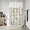 thumbnail image 6 of No Hook Shower Curtain, Farmhouse Sage Green Shower Curtains for Bathroom with See Through Top Window, Vintage Flower Leaf Botanical Waterproof & Washable Bath Curtain Narrow 54"x78", 6 of 9