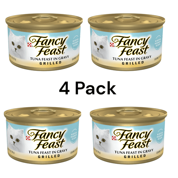 (4 pack) Fancy Feast Grilled Tuna Feast Wet Cat Food, 3 oz Can