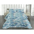 thumbnail image 2 of Ambesonne Tropical Vibe Quilted Coverlet 3 Pcs, Exotics Palm Abstract, Queen Size, Sea Blue Off White Aqua, 2 of 4