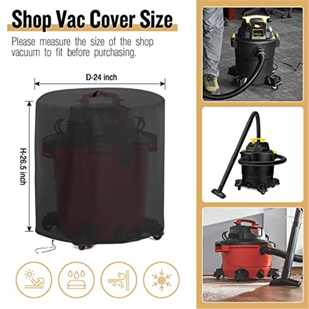Black Cover for Shop Vac, 24''D x 26.5''H Wet and Dry Shop Vacuum Cleaners Dust Cover Protection for 12-16 Gallon Shop Wet Dry Vacuums
