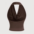 thumbnail image 5 of Feancey Cowl Neck Halter Tops for Women Ruched Fashion Crop Tank Top Dressy Casual Sleeveless Draped Shirts Ladies Elegant Date Night Party Streetwear Brown M, 5 of 10
