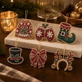 thumbnail image 3 of Hovilon 6PCS Christmas Wooden Ornaments DIY Pearl Kit, 6 Festive Designs Wood Pendant Style Holiday Tree Decor, DIY Painting of Diamond Craft Set for Home Decoration and Handmade Gift, 3 of 7