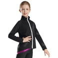 thumbnail image 4 of MSemis Kids Girls Boys Long Sleeve Figure Ice Skating Jacket Zipper Coat Costume Black 6, 4 of 6
