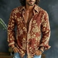thumbnail image 2 of Mens Vintage Floral Lapel Long Sleeve Shirt, Soft Button Down Blouse, Retro Street Travel Casual Men Shirt, 2 of 5