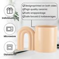 thumbnail image 3 of 400ml personalized solid color door handle ceramic cup modern art mug large capacity breakfast milk coffee cup-Beige, 3 of 5