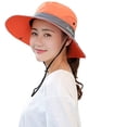 thumbnail image 1 of Sombreros para el sol de ala ancha con protección UV para mujer - Gorro con orificio para cola de caballo de malla de enfriamiento Sombrero de pesca plegable para viajes al aire libre (naranja) Sailing Electrónica, 1 of 6