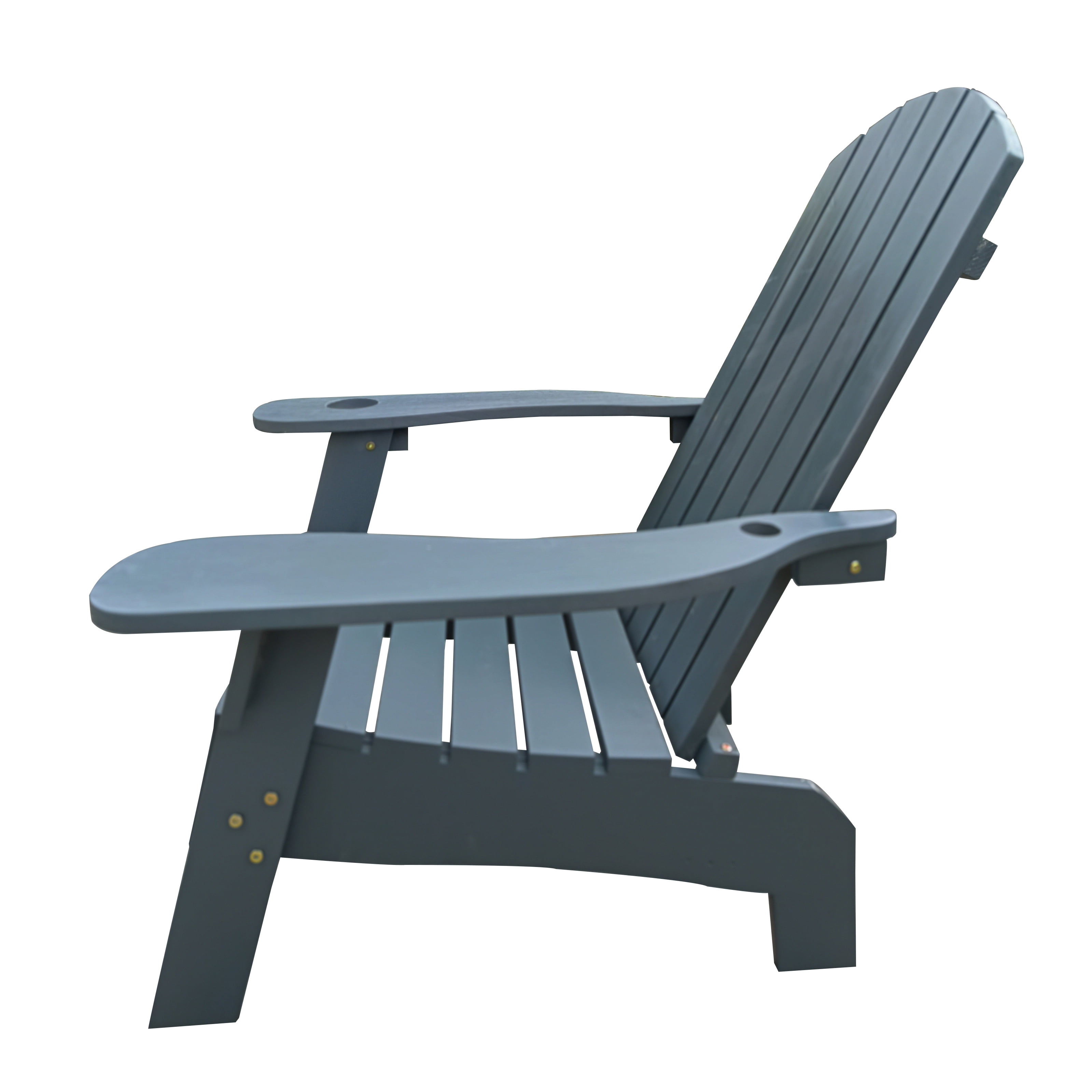 Aimee Lii Indoor Outdoor Wood Chair, Outdoor Beach Patio Pool Deck Furniture with An Umbrella Hole, Gray