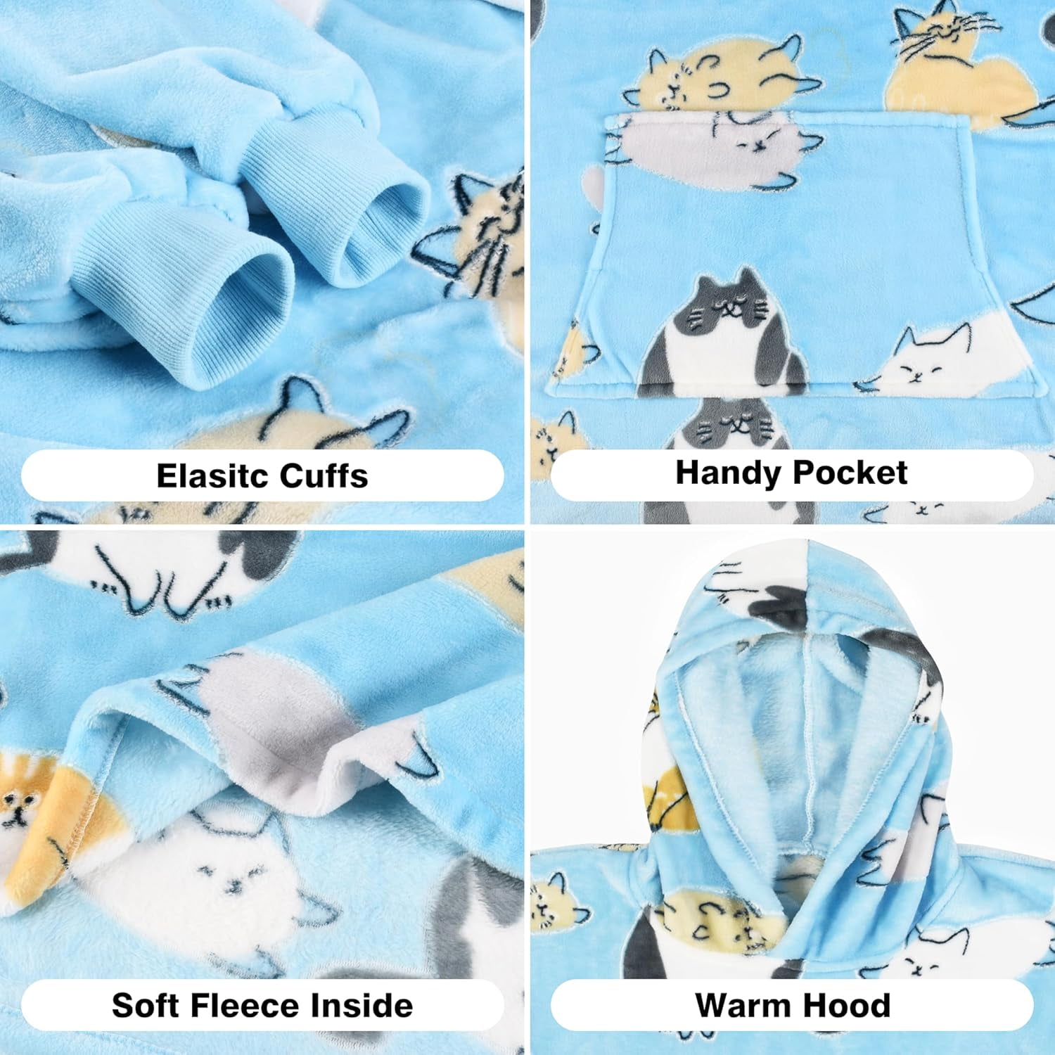 Catalonia Oversized Blanket Hoodie Sweatshirt, Fleece Pullover with Large Front Pocket, Super Soft Warm Comfortable for Teenagers Kids Youth