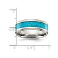 thumbnail image 4 of Mens Polished Titanium Band Ring with Turquoise Inlay (8mm), 4 of 5