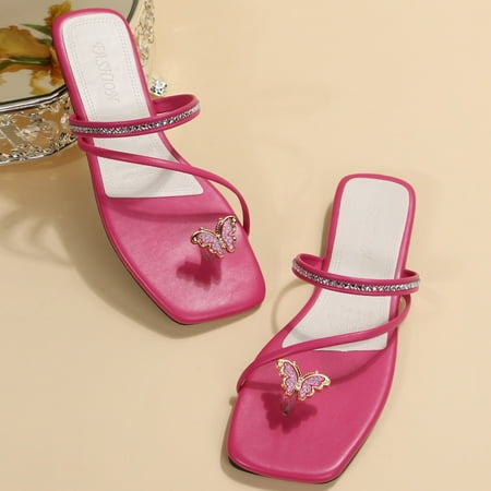

Cathalem Tan Sandals for Women Ladies Flat Thong Slippers Butterfly Set Toe Sandals Girls Set Sandals Flat Strap Casual Home Sandal Hot Pink 8.5
