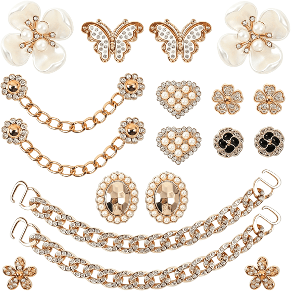 TUWAFE 18 Pcs Bling Shoe Charms Bling Chain Shoes Charms Accessories for Women Butterfly Flower Clog Shoes Decoration Crystal Rhinestone Shoes Charm Cute Decor for Party Birthday Valentines