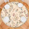 thumbnail image 2 of Pioneer Flower Floral Print Pattern Round Fitted Tablecloth with Elastic Edge,Dining Table Cover Waterproof,Outdoor Round Tablecloth for Camping,Dining,Indoor and Outdoor, 2 of 7