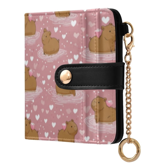 Qxltty Love Capybara Ladies Wallet Rfid Slim Thin Compact Credit Card Women Wallet Zipper Coin Pocket and ID Window for Female Gifts